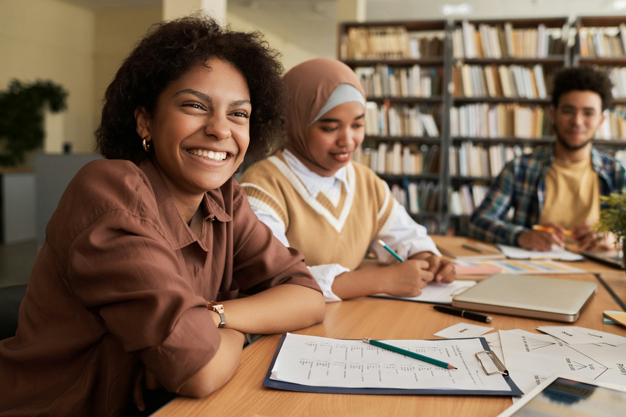 Group of students studying foreign language